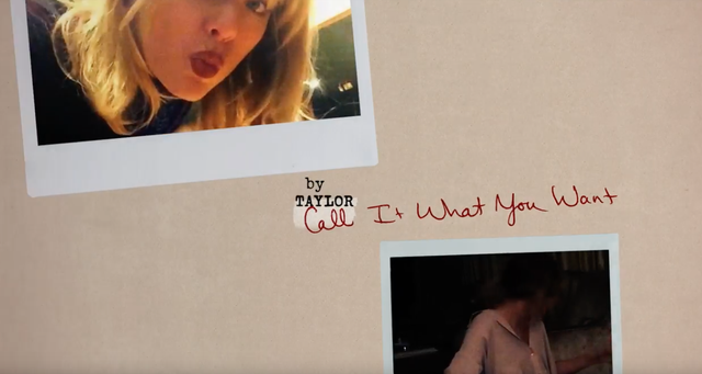 A screenshot from the lyric video for Taylor Swift's new single 'Call It What You Want'