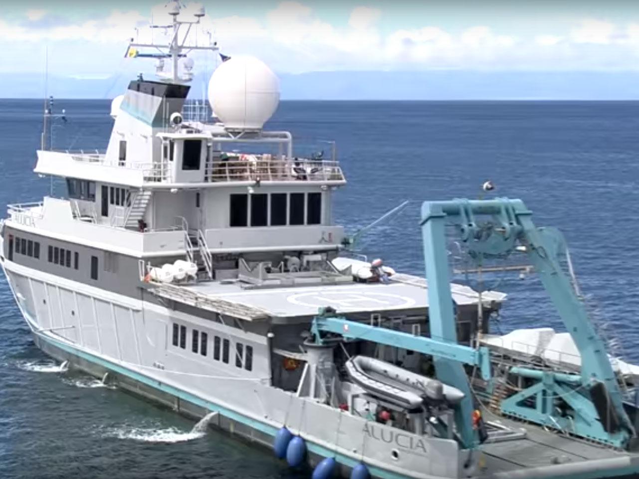 The research ship Alucia carried minisubmarines to the Antarctic Peninsula (BBC/YouTube)