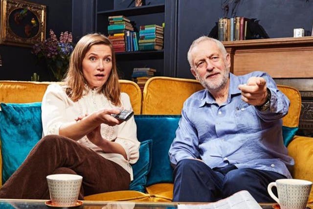 Jessica Hynes and Jeremy Corbyn on Gogglebox