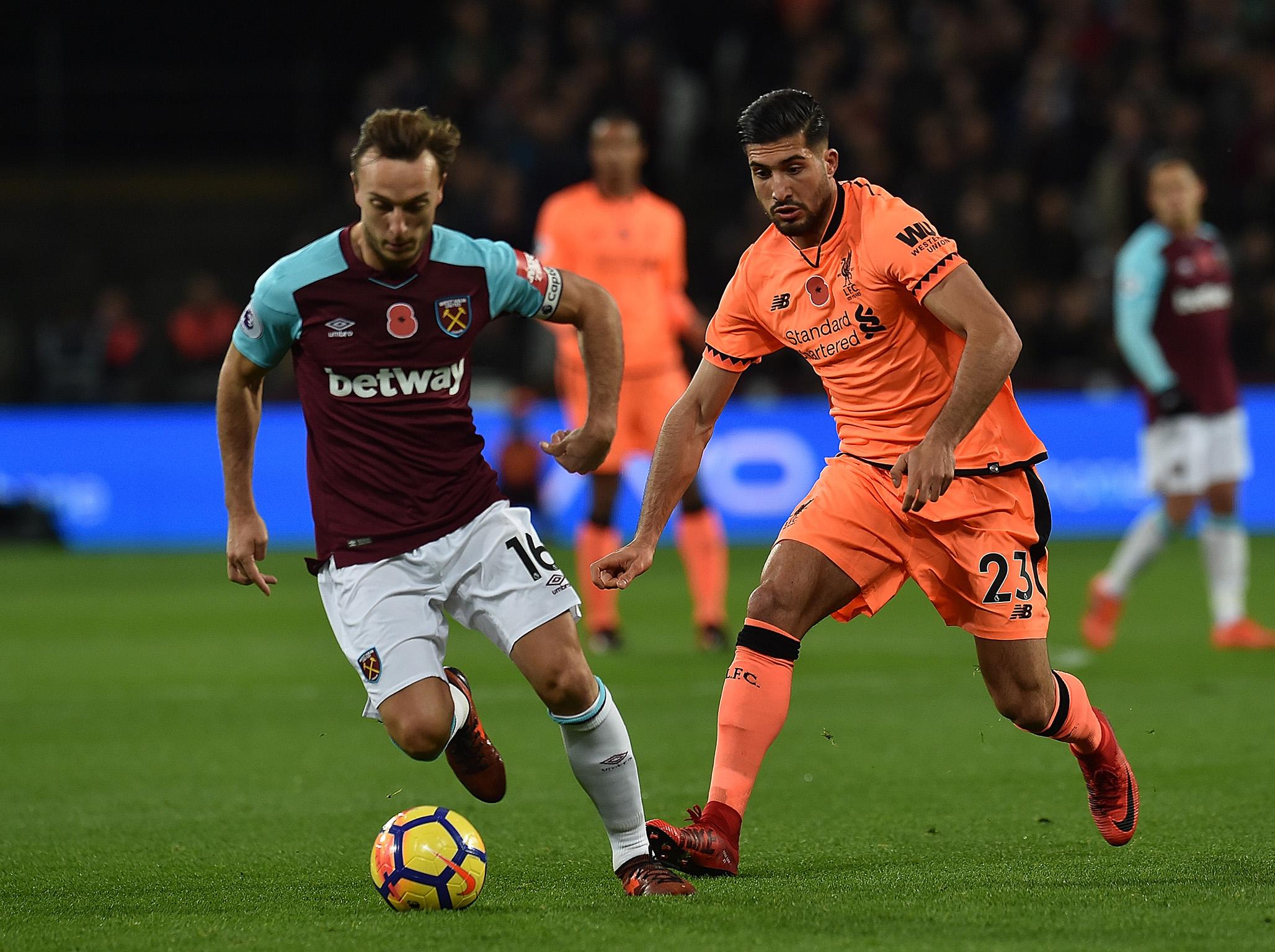 Mark Noble in action against Liverpool (Getty)