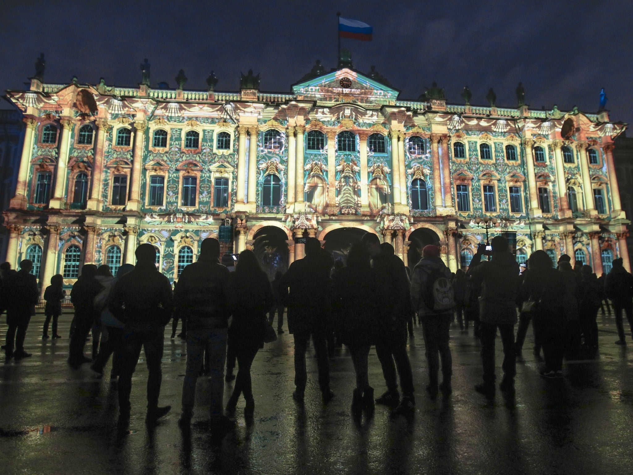 A light show marking the centenary of the Bolshevik Revolution on the Winter Palace in St Petersburg – although ensuring mass interest in the events of 1917 has been difficult