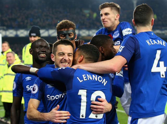 Baines won Everton all three points with a late penalty kick