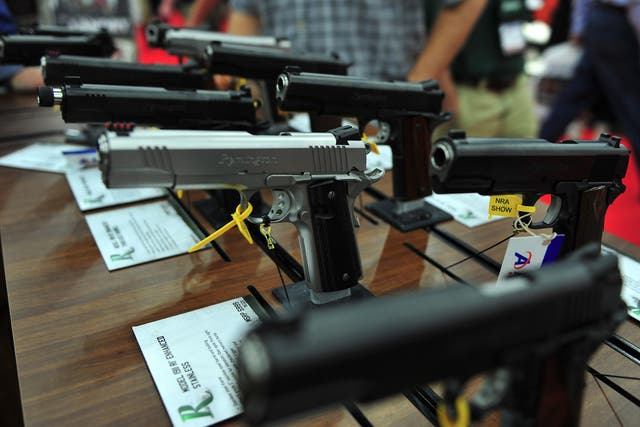 Ruger handguns at a National Rifle Association annual convention in Houston, Texas
