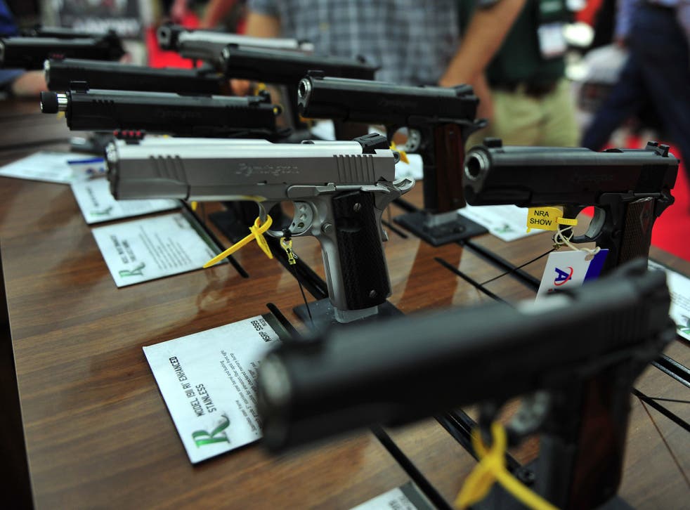 Ruger handguns at a National Rifle Association annual convention in Houston, Texas