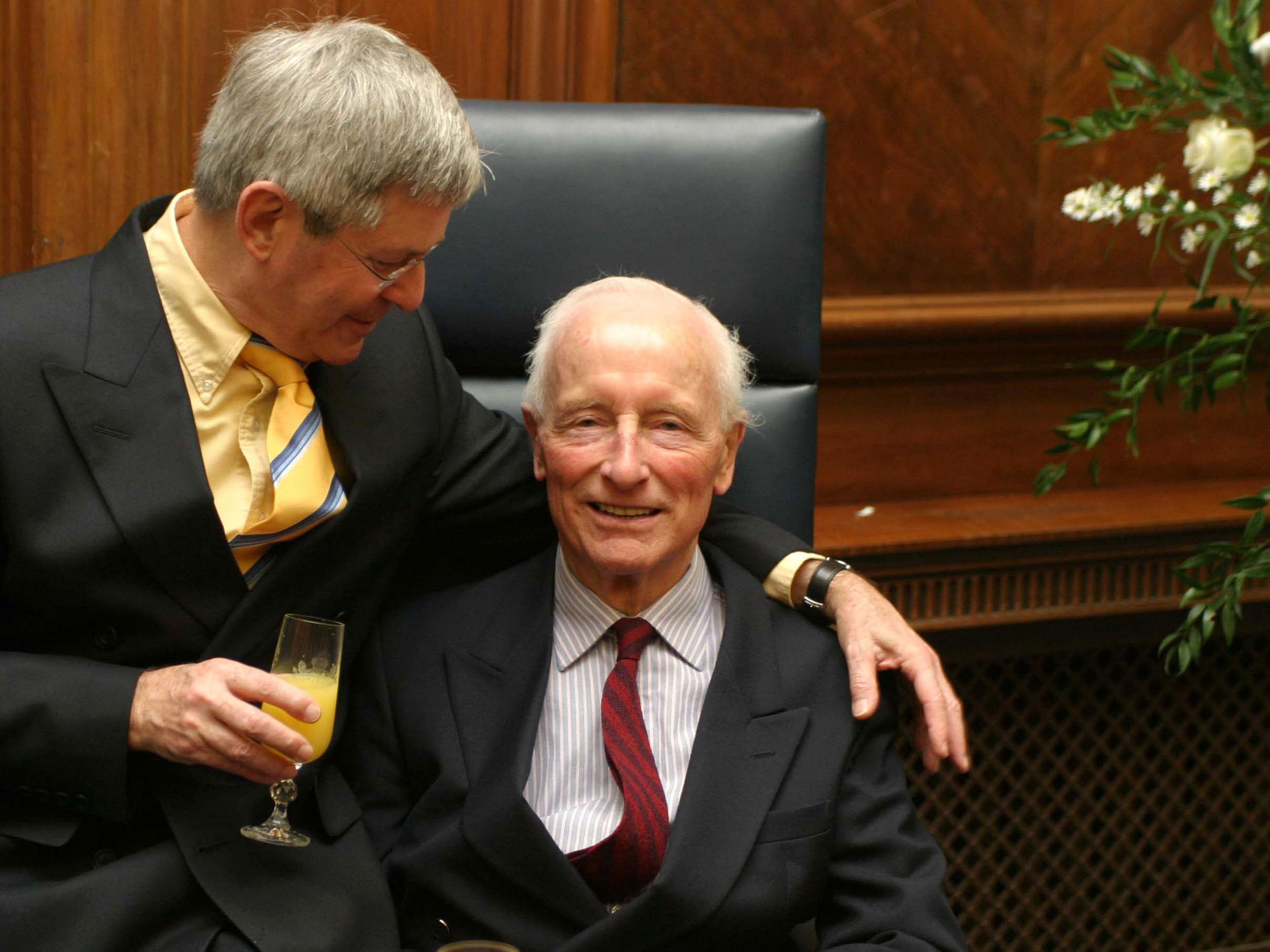 Lockyer, seated, in 2005, with his then civil partner Percy Steven