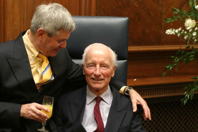 Lockyer, seated, in 2005, with his then civil partner Percy Steven