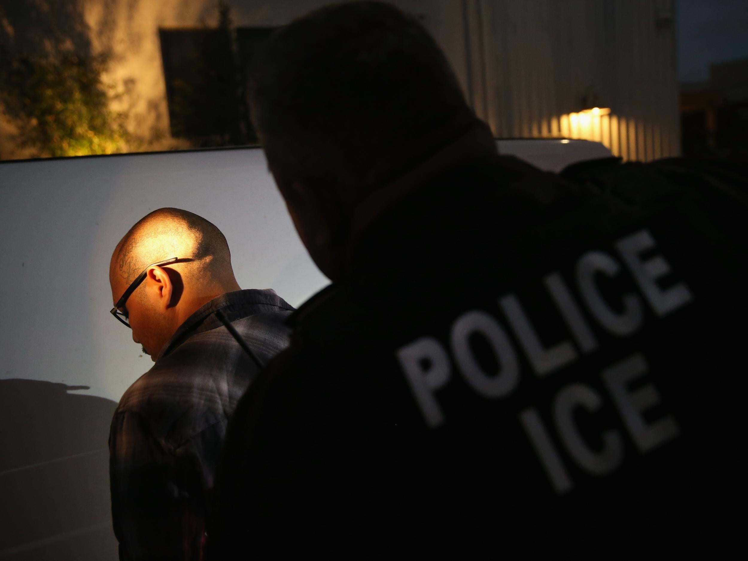 An undocumented migrant, whom ICE agents said was also a gang member, in California