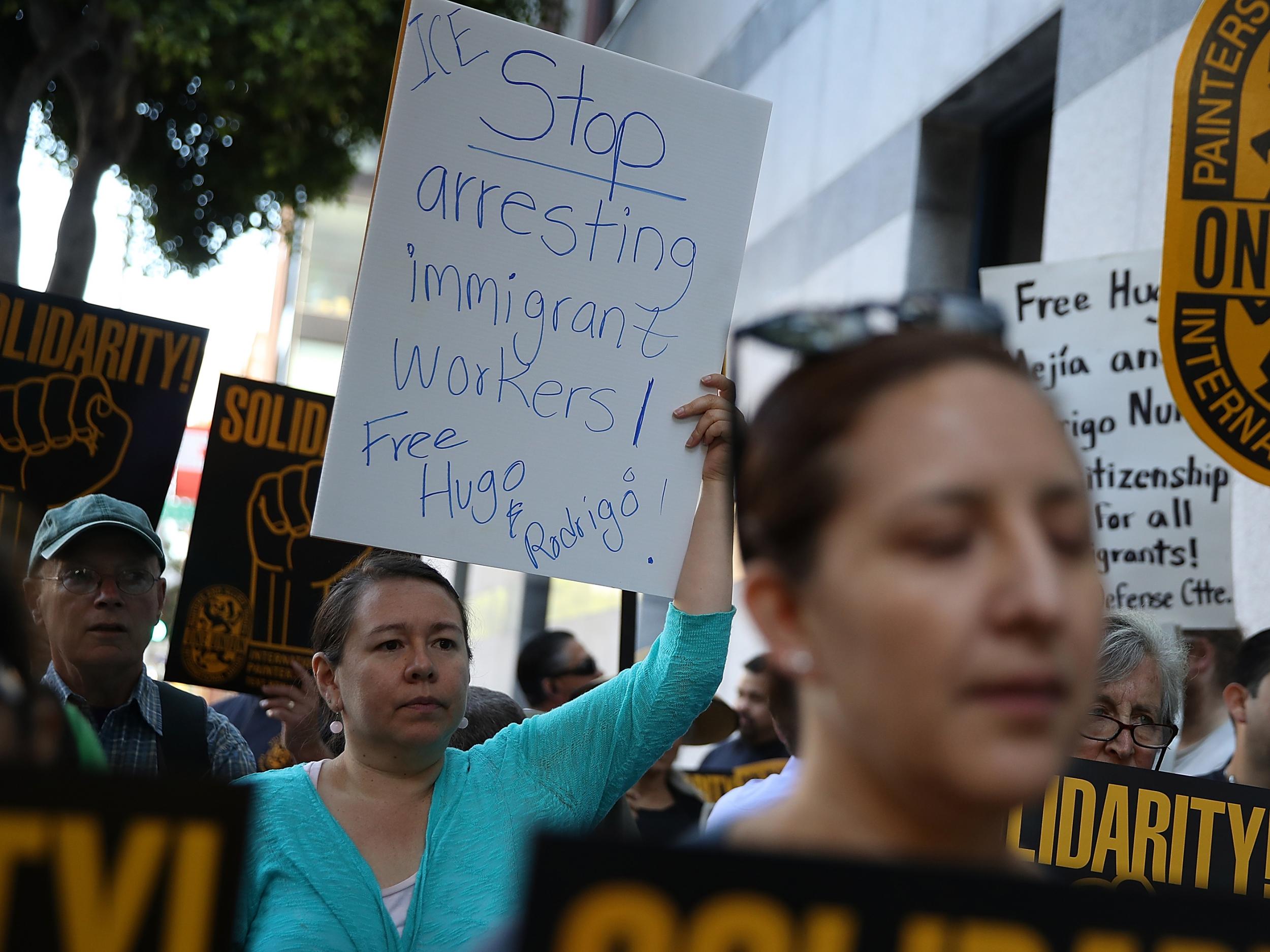 Protesters outside the ICE office in San Francisco in June