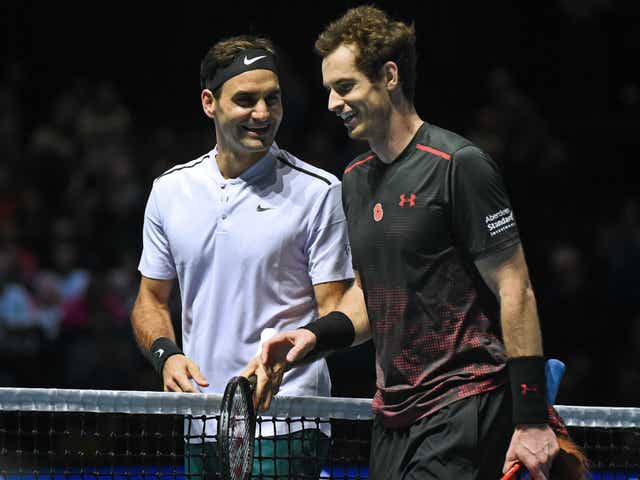 Roger Federer claimed victory in the charity match at Andy Murray Live