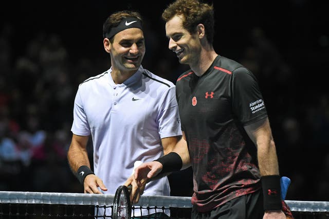 Roger Federer claimed victory in the charity match at Andy Murray Live