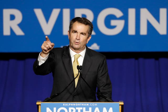 Democratic candidate for governor Ralph Northam speaks after his election night victory at the campus of George Mason University in Fairfax