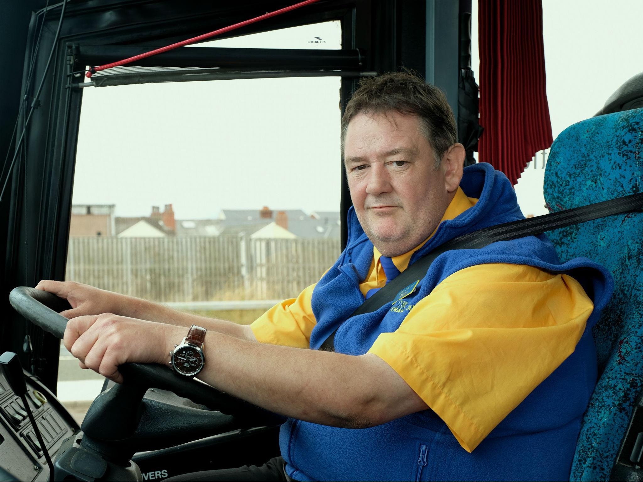 Johnny Vegas as Terry, who drives a coach on literary tours, in the TV comedy drama ‘Murder on the Blackpool Express’