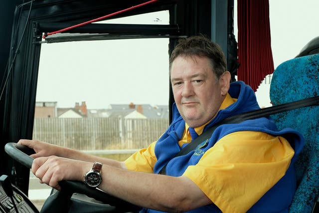 Johnny Vegas as Terry, who drives a coach on literary tours, in the TV comedy drama ‘Murder on the Blackpool Express’
