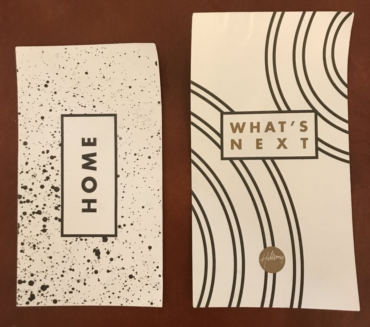 The donation envelope, left, and the Hillsong welcome pamphlet.