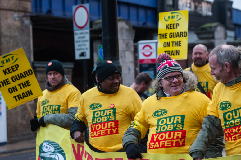 Safety critical: RMT union members at London Waterloo, Britain's busiest station