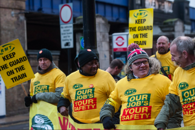 Safety critical: RMT union members at London Waterloo, Britain's busiest station
