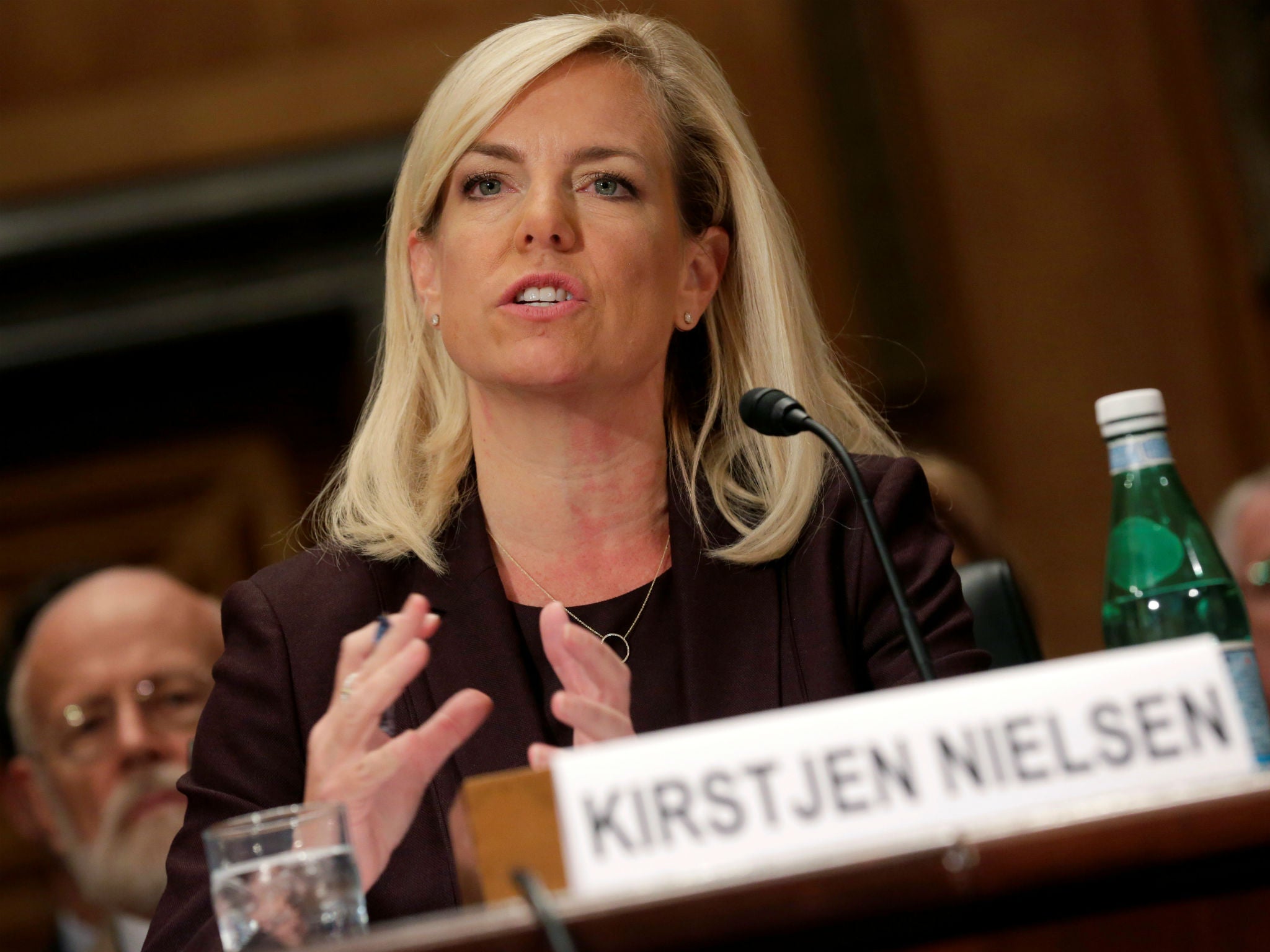 Kirstjen Nielsen testifies to the Senate Homeland Security and Governmental Affairs Committee on her nomination to be secretary of the Department of Homeland Security on November 8, 2017