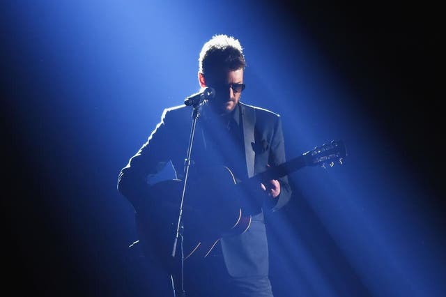 Eric Church performs a tribute to the Las Vegas shooting victims and those affected by hurricanes in the US at the 51st CMA Awards
