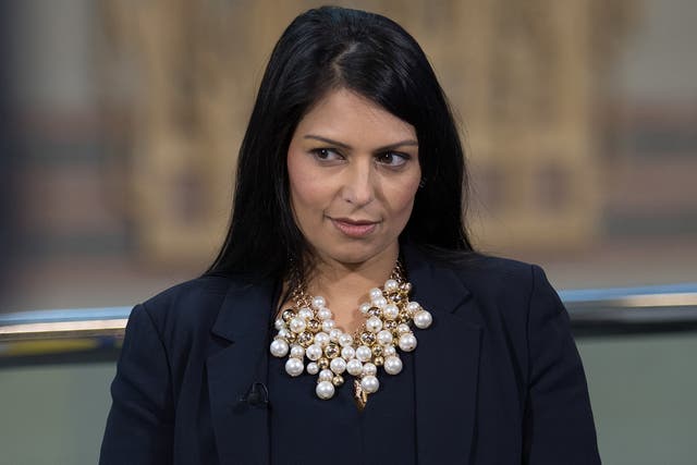 Priti Patel spoke in public for the first time since she was effectively sacked by Theresa May