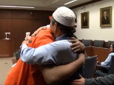 Muslim father hugs and forgives man convicted in son's killing
