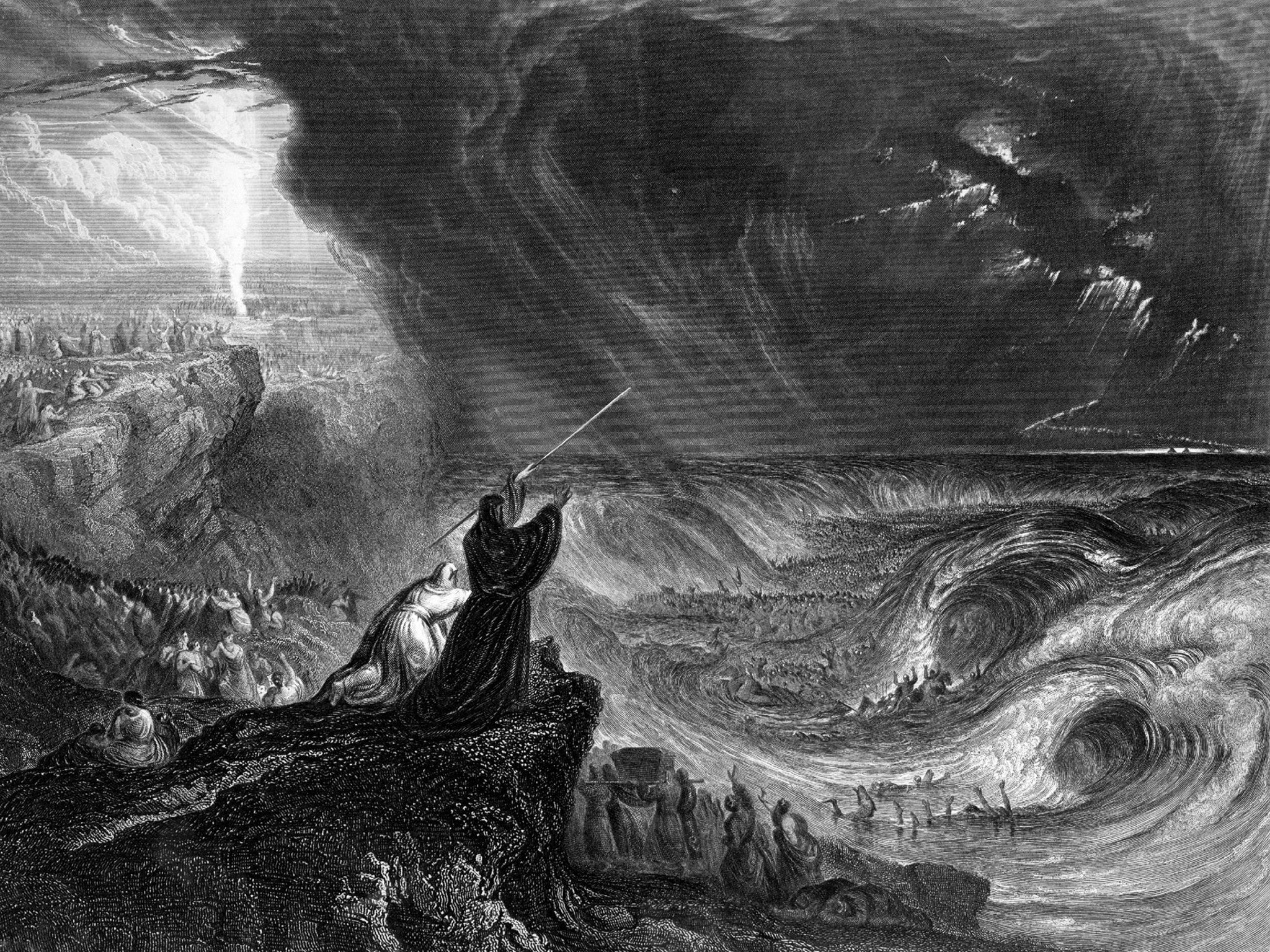 Words transmitted by a higher power: Moses commands the return of the Red Sea following its parting (Getty)