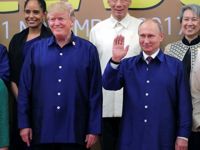<p>Donald Trump and Vladimir Putin at the APEC summit in Danang</p>
