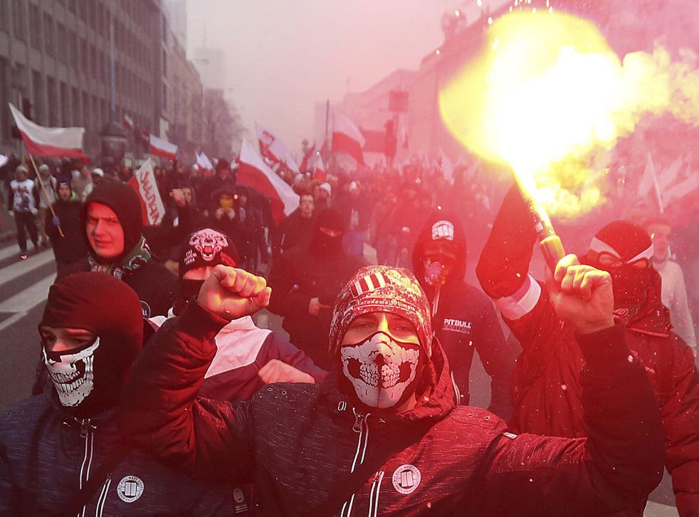 In last year's march, nationalists burned flares as they marched in large numbers through the streets of Warsaw