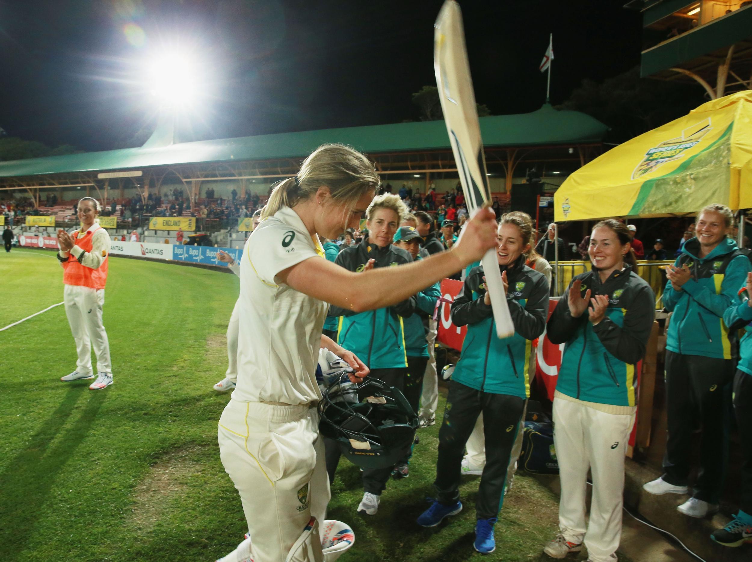 Perry remained unbeaten as Australia declared at 448 for nine