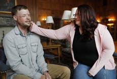 Woman meets man who has her dead husband's face after transplant