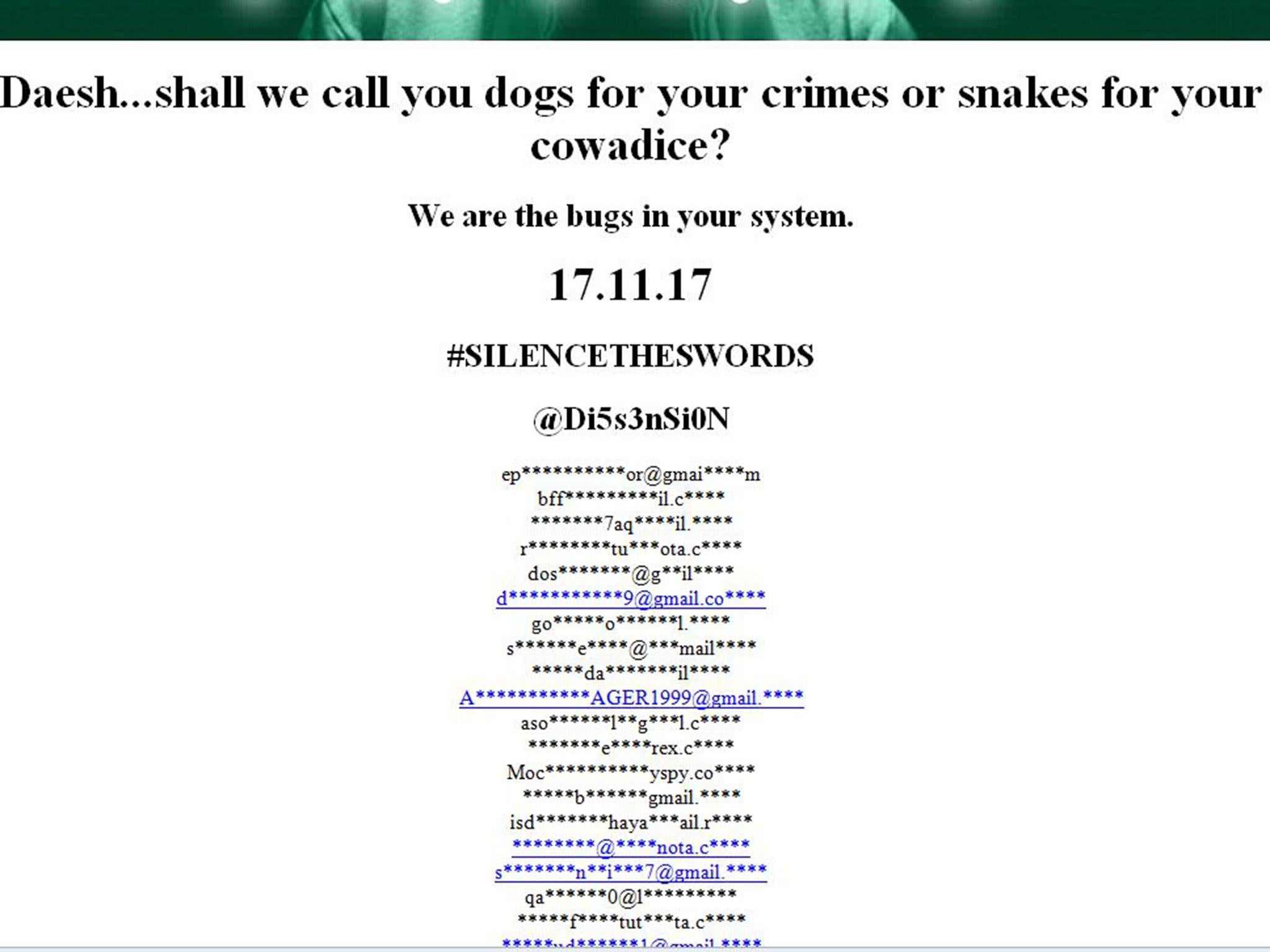 Muslim hacking collective Di5s3nSi0N hacked the mailing list of Isis’ Amaq propaganda agency and published subscribers’ emails