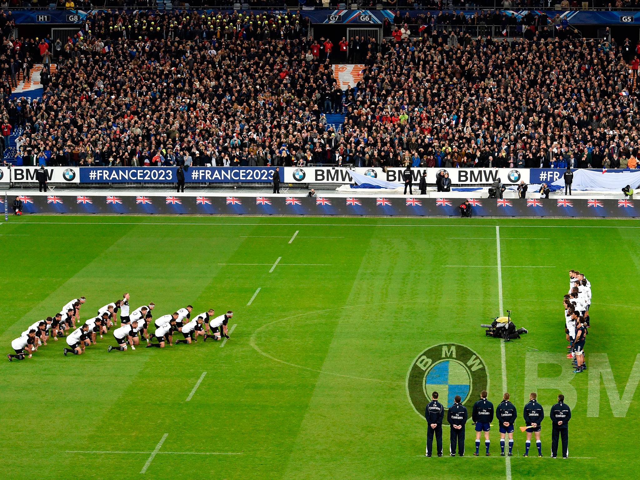 France walked forward to challenge the All Blacks' Haka