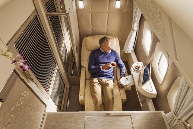 <p>The first class suite in an Emirates plane</p>