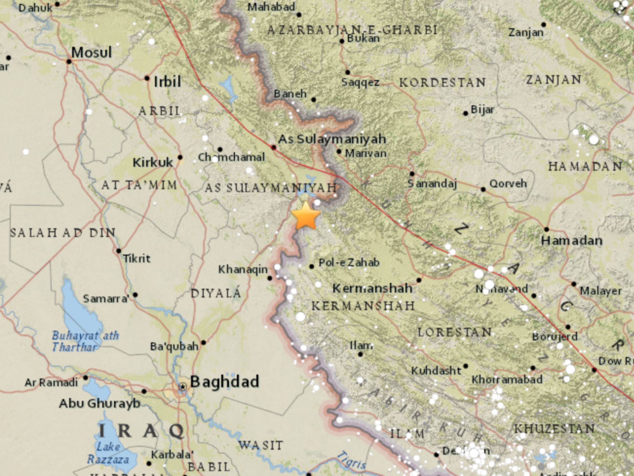 The earthquake struck near the Iraq-Iran border
