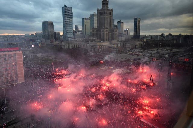 Demonstrators in Warsaw over the weekend