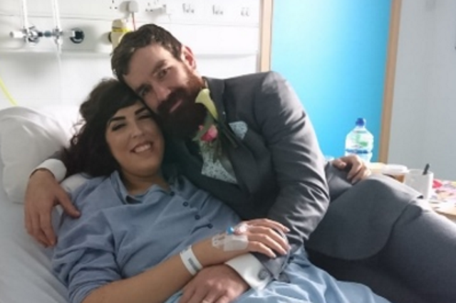 John Cowan comforted Ms Cowan after she was rushed to hospital following their church ceremony