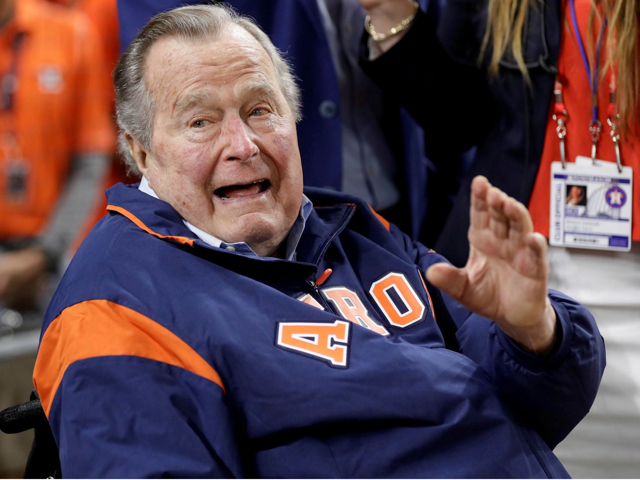 Former President George HW Bush, seen here during the World Series in Houston, Texas on October 29, 2017, has been accused of groping several women