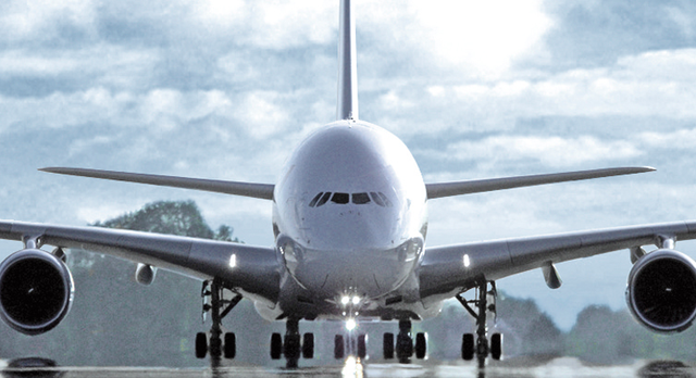 Sanctuary:  the double-deck Airbus plane is parked at the airport which serves the pilgrimage site of Lourdes