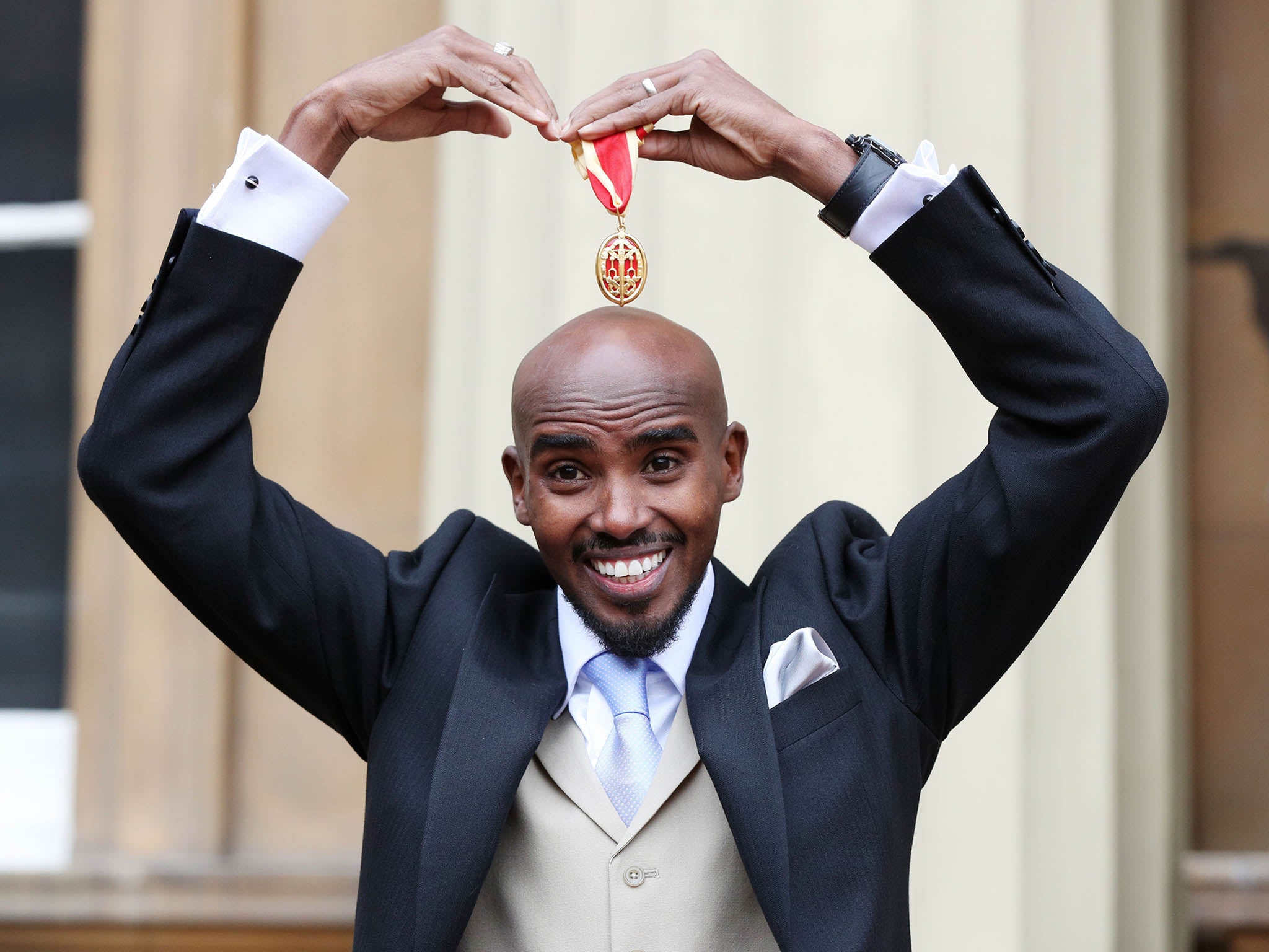 Four-time Olympic champion Sir Mo Farah after he was awarded a Knighthood by Queen Elizabeth II