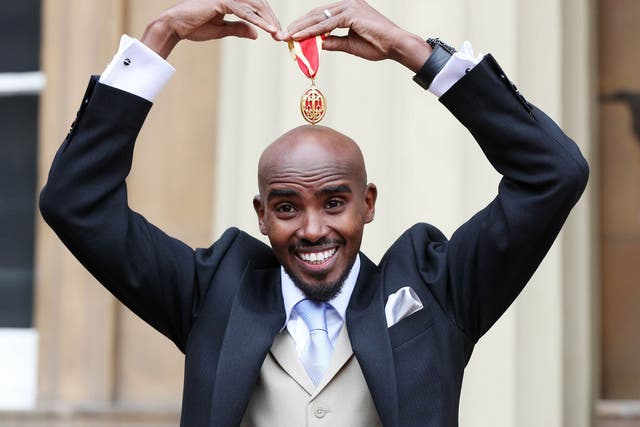 Four-time Olympic champion Sir Mo Farah after he was awarded a Knighthood by Queen Elizabeth II