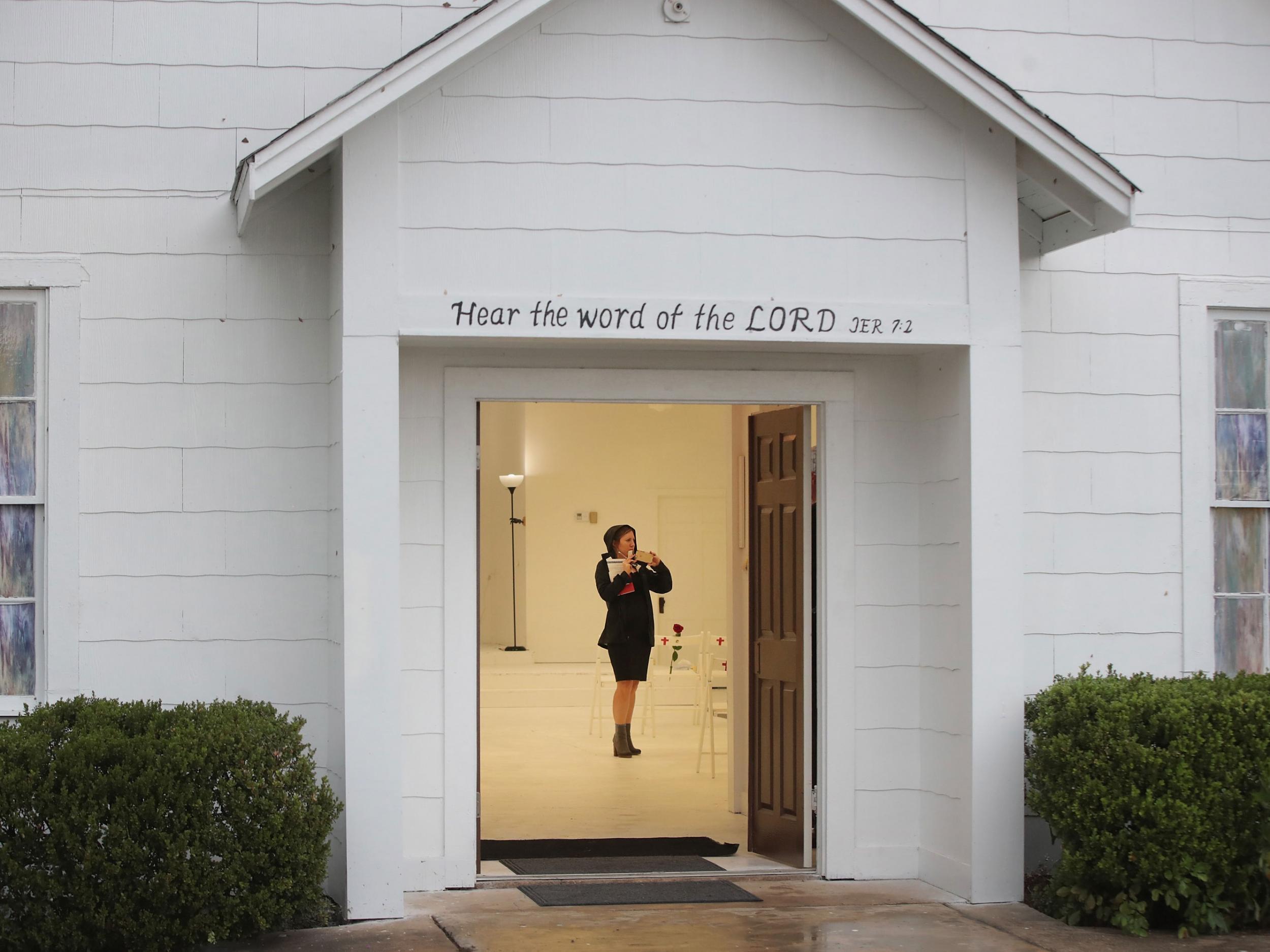 First Baptist Church of Sutherland Springs which has been turned into a memorial to honor those who died