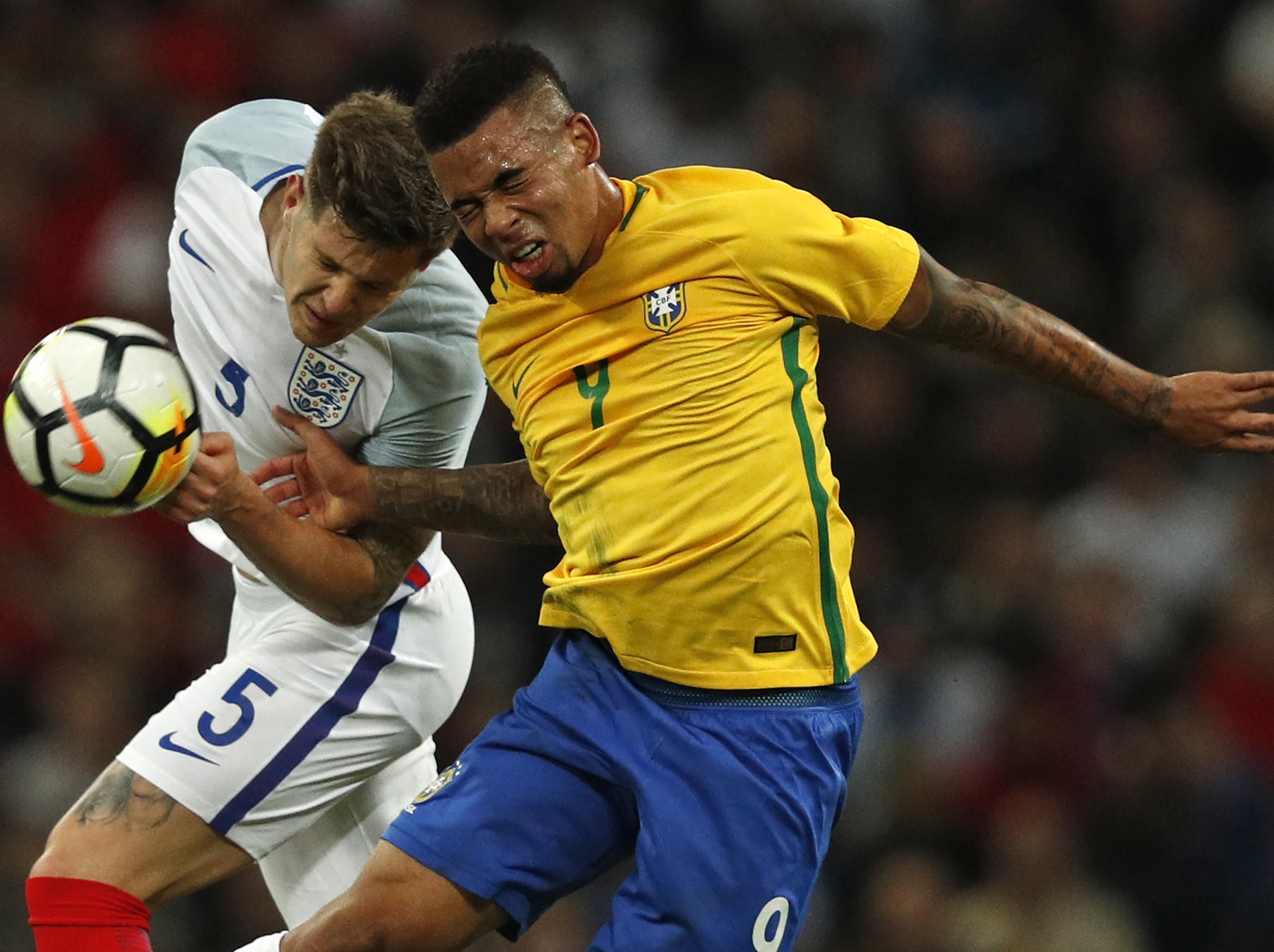 Brazil's stars did not have it all their own way against a robust England