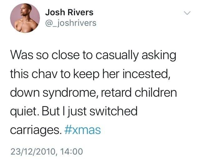 A Tweet sent by newly-appointed Gay Times editor Josh Rivers in 2010