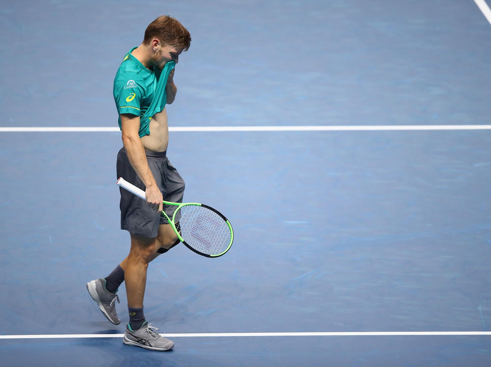 David Goffin appeared to be struggling with an ankle injury