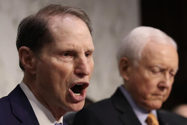 Sen. Ron Wyden, ranking member of the Senate Finance Committee speaks during a markup of the Republican tax reform proposal (Photo by Win McNamee/Getty Images)