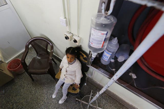 A malnourished Yemeni child receives treatment at a hospital in Sana'a, Yemen