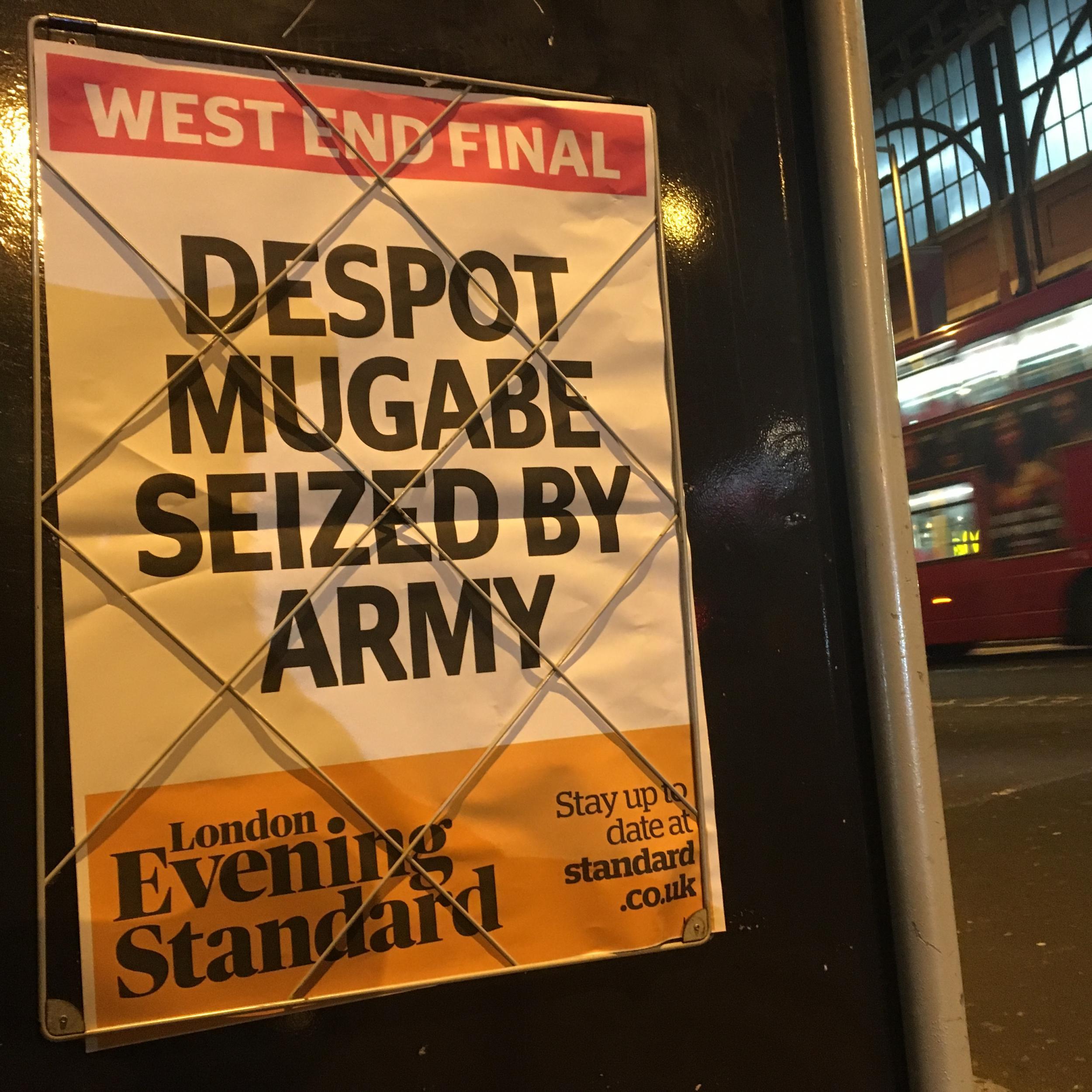 Final notice: the London Evening Standard announces the demise of the Zimbabwean dictator