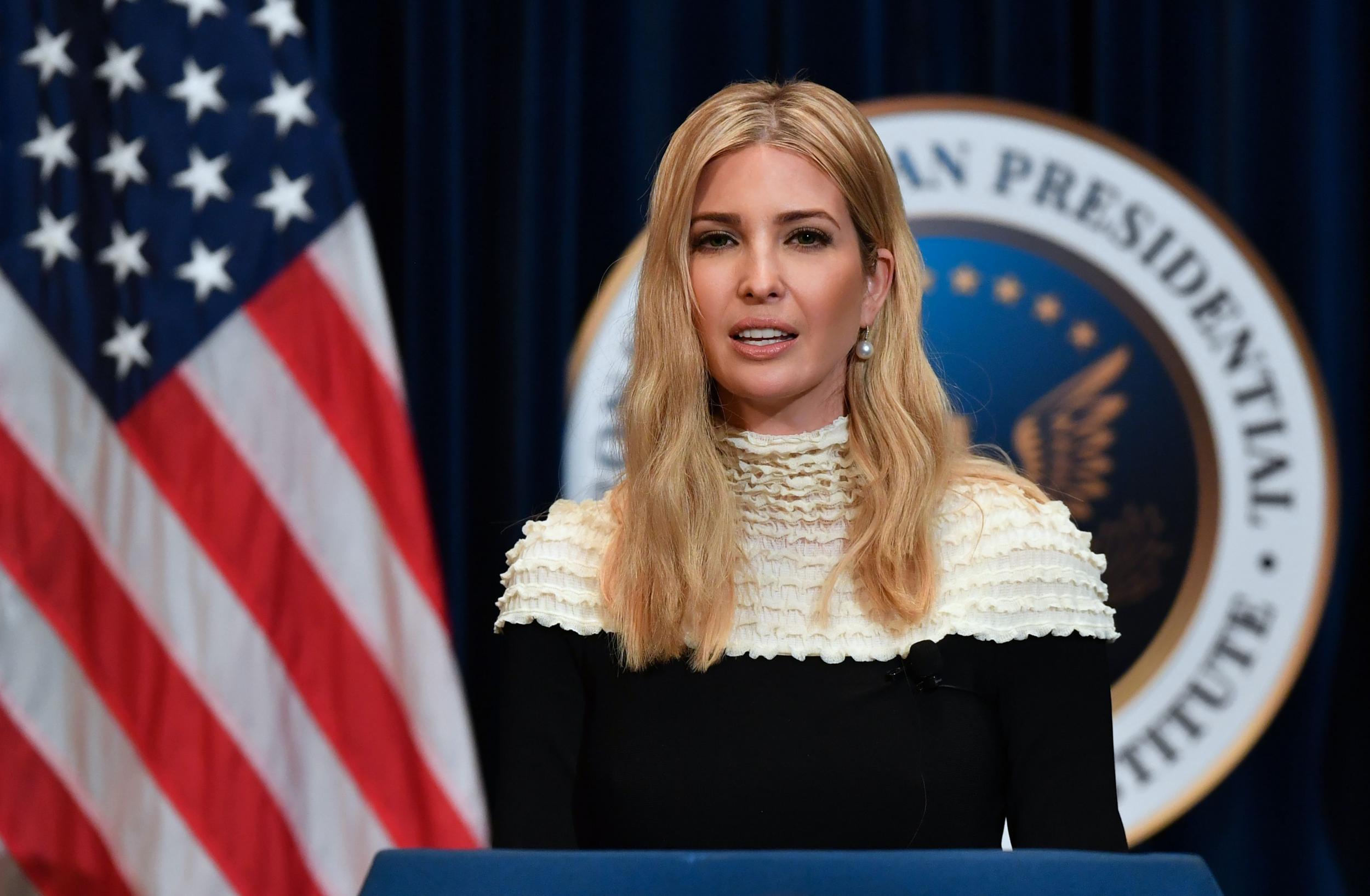 Advisor to US President Donald Trump, his daughter Ivanka Trump, speaks at a fireside chat on tax reform