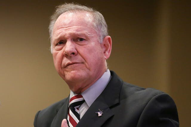 Roy Moore, seen here in Vestavia Hills, Alabama, on November 11, 2017, is facing a sixth accusation of sexual misconduct