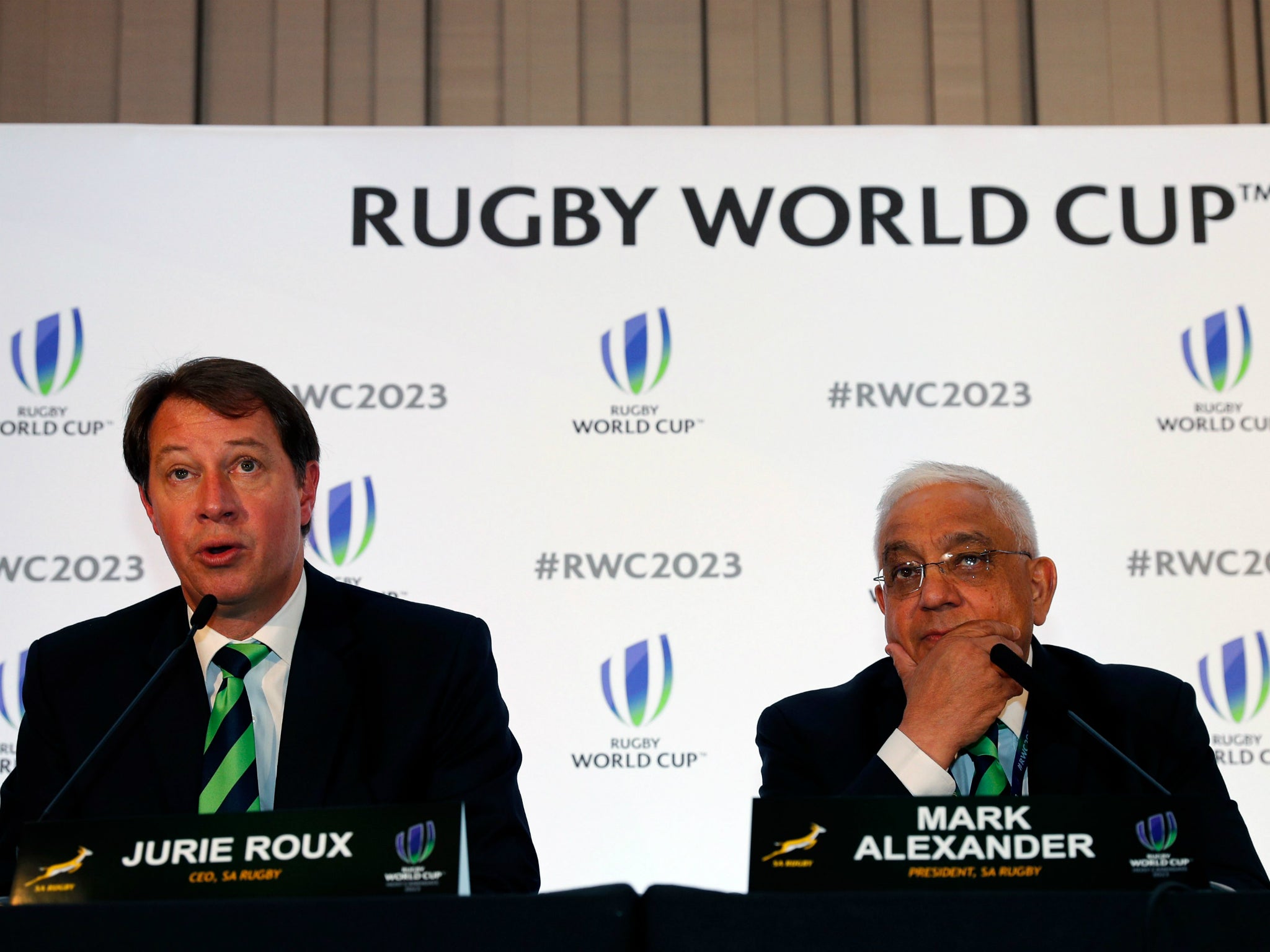 South Africa bid chief executive Jourie Roux and SA Rugby boss Mark Alexander were not impressed with the decision