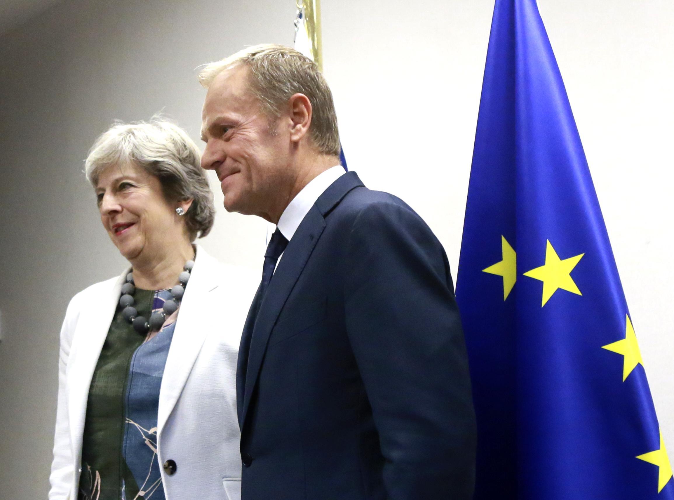 Theresa May and European council president Donald Tusk at a previous meeting